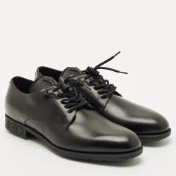 Pre Owned Louis Vuitton Black Leather LV Harness Derby Size 41.5