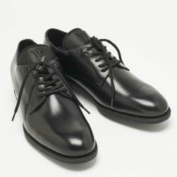 Pre Owned Louis Vuitton Black Leather LV Harness Derby Size 41.5