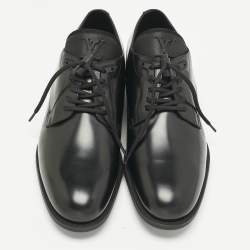 Pre Owned Louis Vuitton Black Leather LV Harness Derby Size 41.5