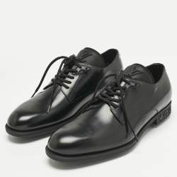 Pre Owned Louis Vuitton Black Leather LV Harness Derby Size 41.5