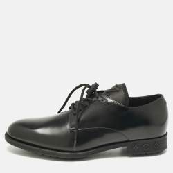Pre Owned Louis Vuitton Black Leather LV Harness Derby Size 41.5