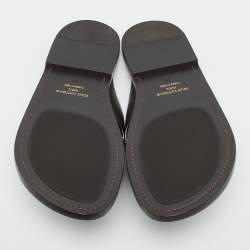 Pre Owned Louis Vuitton Damier Ebene Canvas and Leather Cross Strap Flat Sandals Size 44