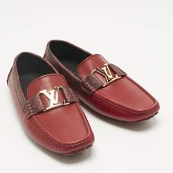Pre Owned Louis Vuitton Red Leather Monte Carlo Loafers Size 41