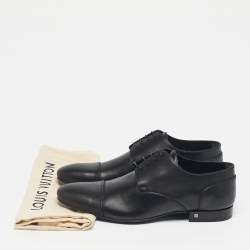 Pre Owned Louis Vuitton Black Leather Lace Up Derby Size 43