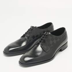 Pre Owned Louis Vuitton Black Damier Leather Haussmann Derby Size 42.5