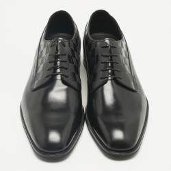 Pre Owned Louis Vuitton Black Damier Leather Haussmann Derby Size 42.5
