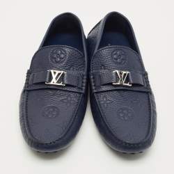 Pre Owned حذاء لوفرز لويس فيتون هوكنهايم جلد أزرق بحري مقاس 43.5