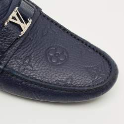 Pre Owned حذاء لوفرز لويس فيتون هوكنهايم جلد أزرق بحري مقاس 43.5