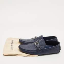 Pre Owned حذاء لوفرز لويس فيتون هوكنهايم جلد أزرق بحري مقاس 43.5