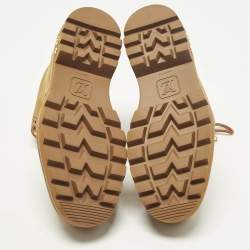 Pre Owned Louis Vuitton Oberkampf Size 38 Brown Nubuck Leather Combat Boots