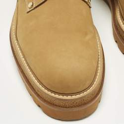 Pre Owned Louis Vuitton Oberkampf Size 38 Brown Nubuck Leather Combat Boots