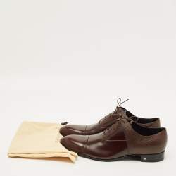 Pre Owned Louis Vuitton Size 43.5 Brown Leather Lace Up Oxfords