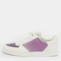مملوكة مسبقًا Louis Vuitton Rivoli Size 42.5 White/Iridescent Leather and Monogram PVC Low Top Sneakers