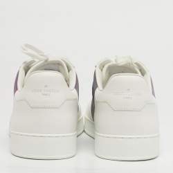 مملوكة مسبقًا حذاء رياضي لوي فيتون ريفولي جلد أبيض/متلألئ ومونوجرام PVC منخفض القمة مقاس 42.5