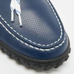 Pre Owned Louis Vuitton Racer Size 43 Blue/White Leather and Suede Loafers