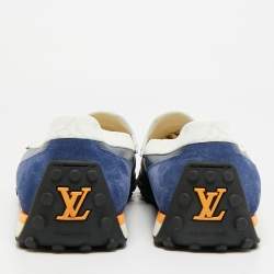 Pre Owned Louis Vuitton Racer Size 43 Blue/White Leather and Suede Loafers