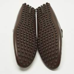 Pre Owned Louis Vuitton Hockenheim Size 43.5 Dark Brown Monogram Canvas and Leather Loafers