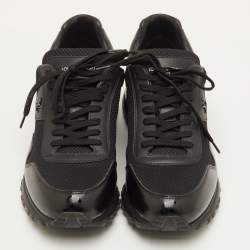 مملوكة مسبقًا حذاء  رياضي لوي فيتون ران أواي شبكة ومونوغرام جلد أسود بعنق منخفض مقاس 41.5