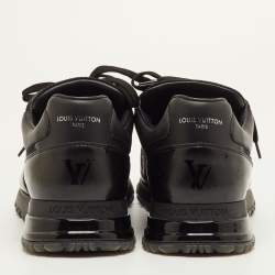 مملوكة مسبقًا حذاء رياضي لوي فيتون ران أواي شبكة ومونوغرام جلد أسود بعنق منخفض مقاس 41.5