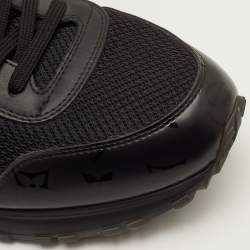 مملوكة مسبقًا حذاء رياضي لوي فيتون ران أواي شبكة ومونوغرام جلد أسود بعنق منخفض مقاس 41.5