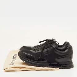 مملوكة مسبقًا حذاء رياضي لوي فيتون ران أواي شبكة ومونوغرام جلد أسود بعنق منخفض مقاس 41.5