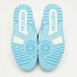 Pre Owned Louis Vuitton LV Trainer Size 41.5 Sky Blue/White Leather and Fabric Sneakers