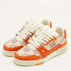 مملوكة مسبقًا Louis Vuitton LV Trainer Size 41 Orange/Off White Damier Leather Sneakers