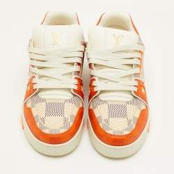 مملوكة مسبقًا Louis Vuitton LV Trainer Size 41 Orange/Off White Damier Leather Sneakers