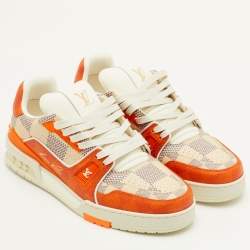 مملوكة مسبقًا Louis Vuitton LV Trainer Size 41 Orange/Off White Damier Leather Sneakers