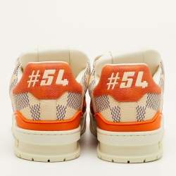 مملوكة مسبقًا Louis Vuitton LV Trainer Size 41 Orange/Off White Damier Leather Sneakers