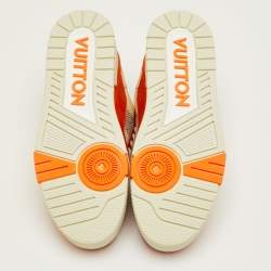 مملوكة مسبقًا Louis Vuitton LV Trainer Size 41 Orange/Off White Damier Leather Sneakers