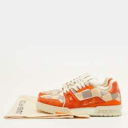 مملوكة مسبقًا Louis Vuitton LV Trainer Size 41 Orange/Off White Damier Leather Sneakers