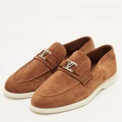 مملوكة مسبقًا حذاء لوي فيتون ايستيت سويدي بني سهل الارتداء مقاس 41.5