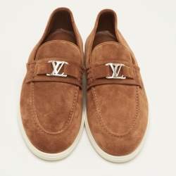 مملوكة مسبقًا حذاء لوي فيتون ايستيت سويدي بني سهل الارتداء مقاس 41.5