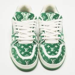مملوكة مسبقًا Louis Vuitton LV Trainer Size 41 Green Monogram Jacquard Velvet Low Top Sneakers