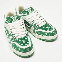 مملوكة مسبقًا Louis Vuitton LV Trainer Size 41 Green Monogram Jacquard Velvet Low Top Sneakers