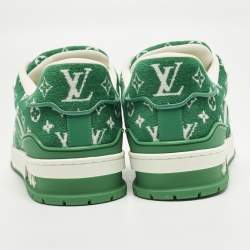 مملوكة مسبقًا Louis Vuitton LV Trainer Size 41 Green Monogram Jacquard Velvet Low Top Sneakers
