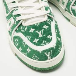 مملوكة مسبقًا Louis Vuitton LV Trainer Size 41 Green Monogram Jacquard Velvet Low Top Sneakers
