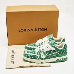 مملوكة مسبقًا Louis Vuitton LV Trainer Size 41 Green Monogram Jacquard Velvet Low Top Sneakers