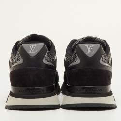 Pre Owned Louis Vuitton Run Away Size 41.5 Black Suede and Mesh Low Top Sneakers