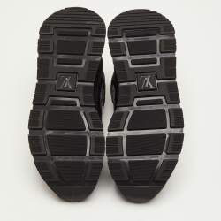 Pre Owned Louis Vuitton Run Away Size 41.5 Black Suede and Mesh Low Top Sneakers