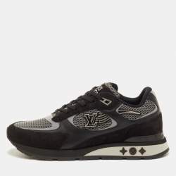 Pre Owned Louis Vuitton Run Away Size 41.5 Black Suede and Mesh Low Top Sneakers