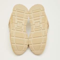 Pre Owned Louis Vuitton Run Away Size 41.5 Beige Suede and Mesh Low Top Sneakers