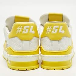 Pre Owned حذاء رياضي لوي فيتون إل في ترينر جلد وقماش مونوجرامي أبيض / أصفر عنق منخفض مقاس 41