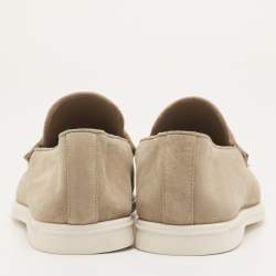 Pre Owned Louis Vuitton Estate Size 41.5 Beige Suede Slip On Loafers