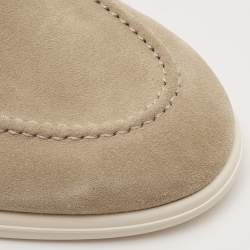 Pre Owned Louis Vuitton Estate Size 41.5 Beige Suede Slip On Loafers
