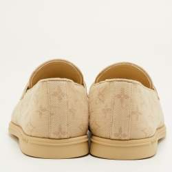 مملوكة مسبقًا حذاء لوفرز لوي فيتون سليب أون قماش مونوغرام بيج مقاس 41