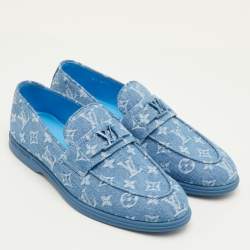 مملوكة مسبقًا Louis Vuitton Estate Size 41 Blue Monogram Denim Slip On Loafers