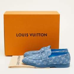 مملوكة مسبقًا Louis Vuitton Estate Size 41 Blue Monogram Denim Slip On Loafers