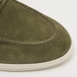 Pre Owned Louis Vuitton Estate Size 41.5 Olive Green Suede Slip On Loafers